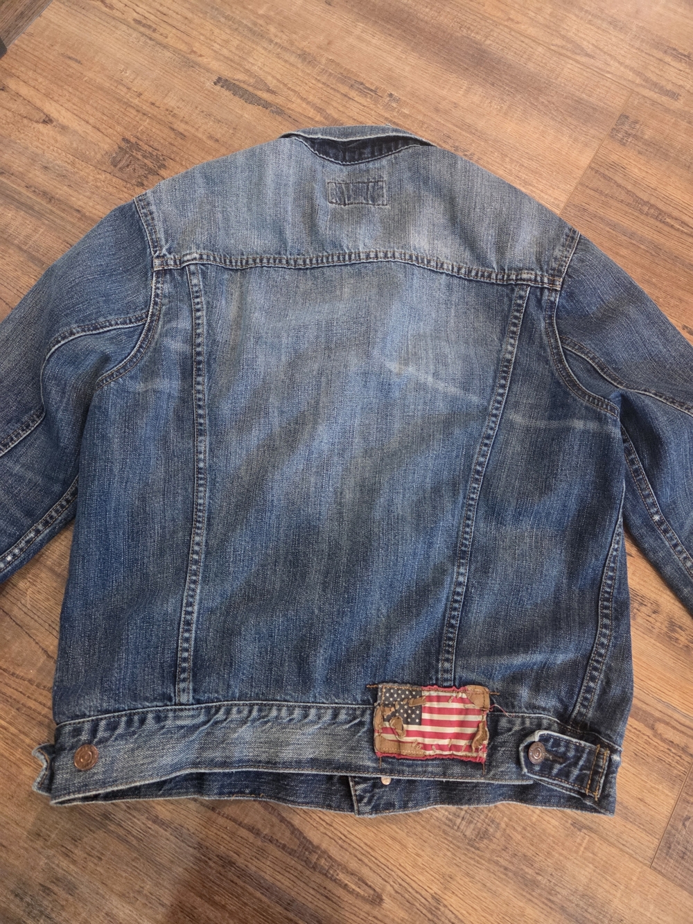 Denim & Supply Ralph Lauren Faded Blue Denim Jacket with Flag Patch